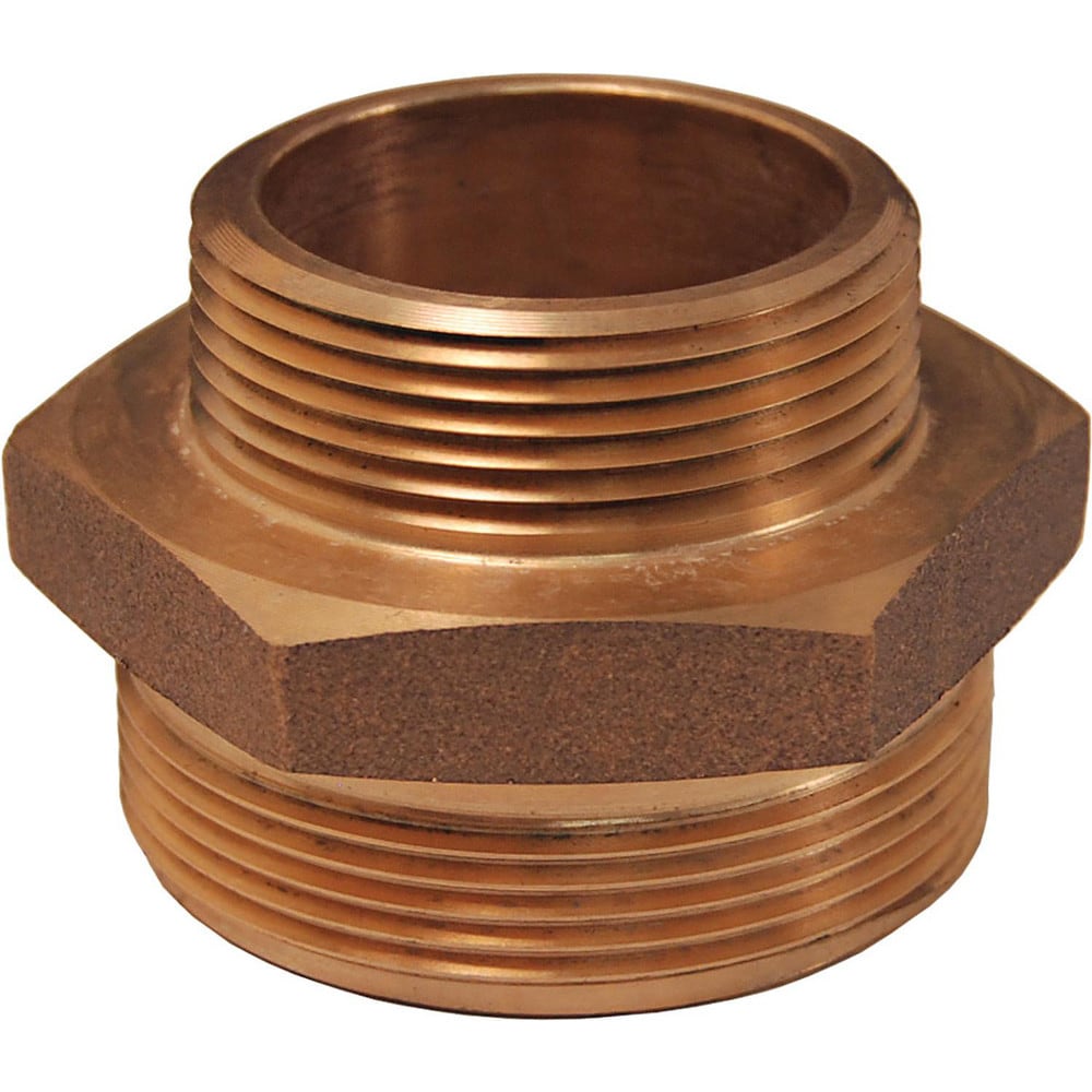 Brass & Chrome Pipe Fittings; Fitting Type: Double Male Hex Nipple; Fitting Size: 2-1/2 x 1-1/2; End Connections: MNST x MNPT; Material Grade: 360; Connection Type: Threaded; Pressure Rating (psi): 175; Fitting Shape: Straight; Thread Standard: NPT, NST