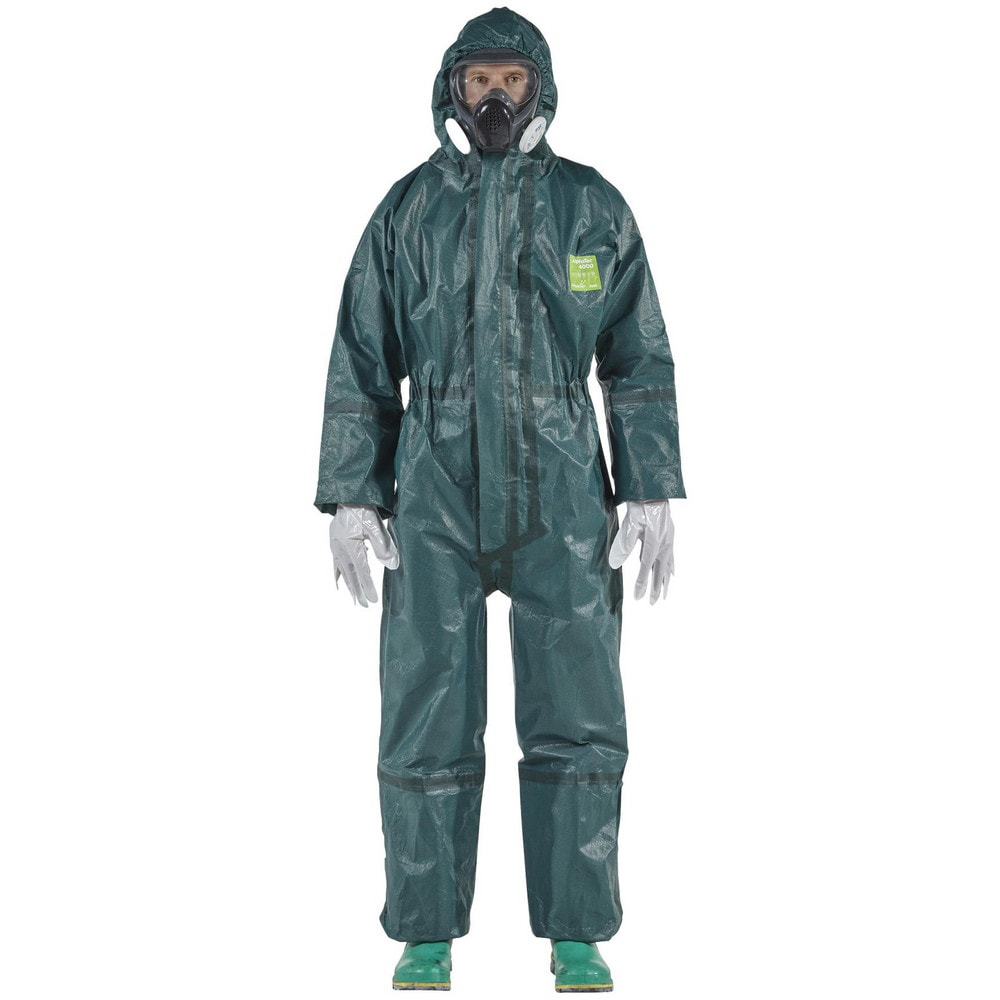 Disposable Coveralls: Size Small, 0.3292 oz, Multi-Layer Non-Woven Barrier Laminate Fabric, Double Zipper Closure