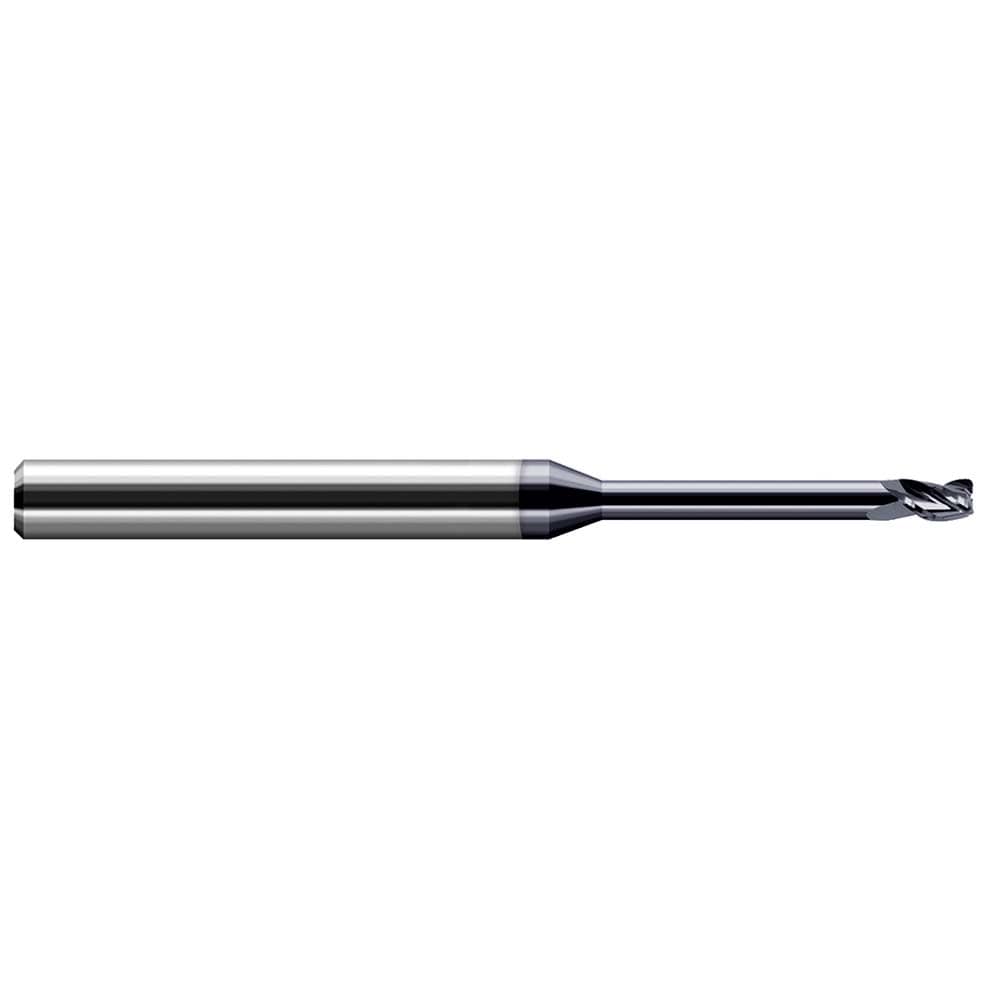 Corner Radius End Mill: 1/64" Dia, 0.022" LOC, 0.0030" Radius, 4 Flute, Solid Carbide