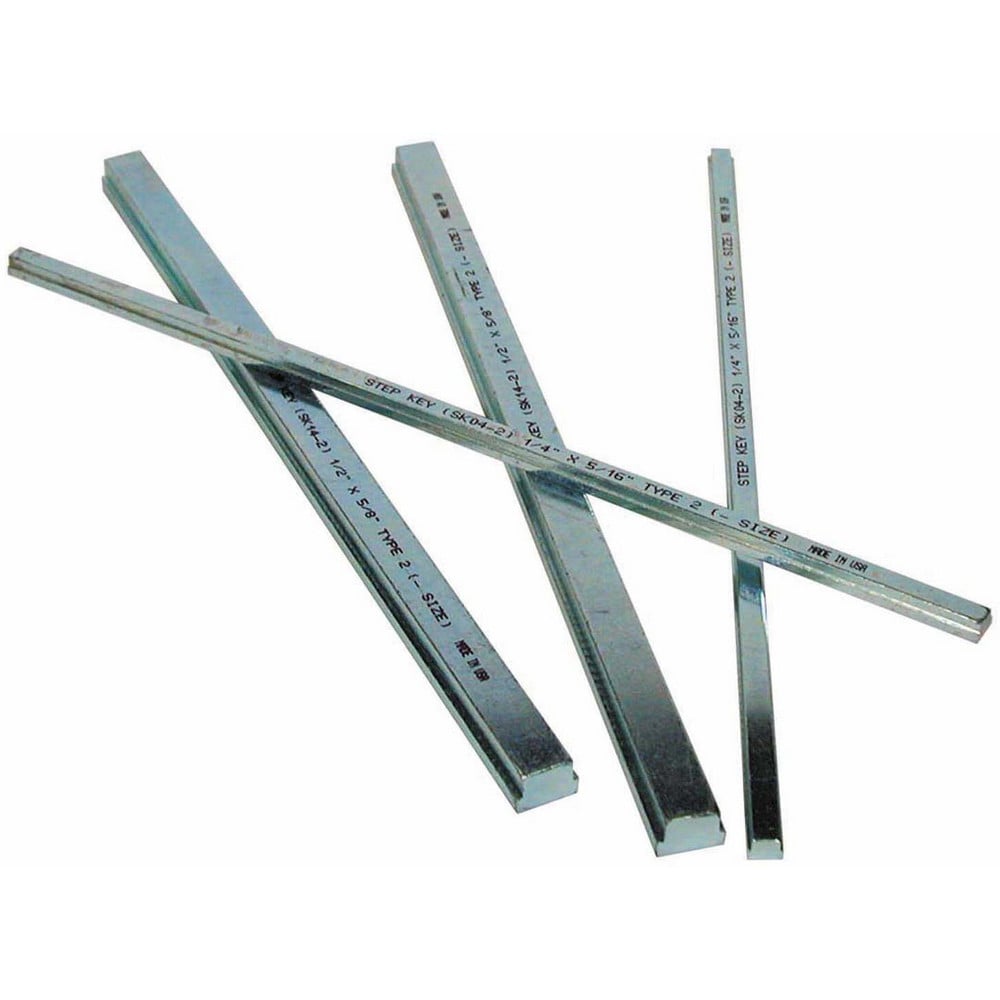 Key Stock; Key Stock Type: Step; Material: Low-Carbon Steel; Width (Inch): 5/8; Height (Inch): 11/16; Finish: Zinc; Length (Inch): 12; Hardness: Rockwell B80-90