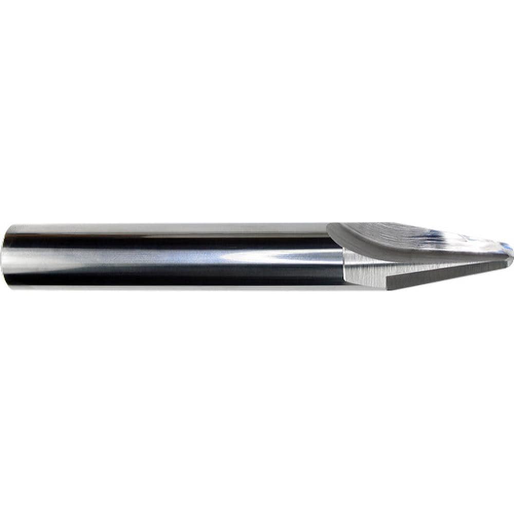 Tapered End Mill: 3 deg Angle per Side, 3/16" Small Dia, 1-1/2" LOC, 1 Flute, Corner Radius End