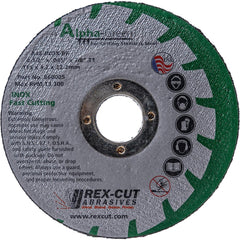 Cutoff Wheel: Type 1, 4" Dia, Aluminum Oxide