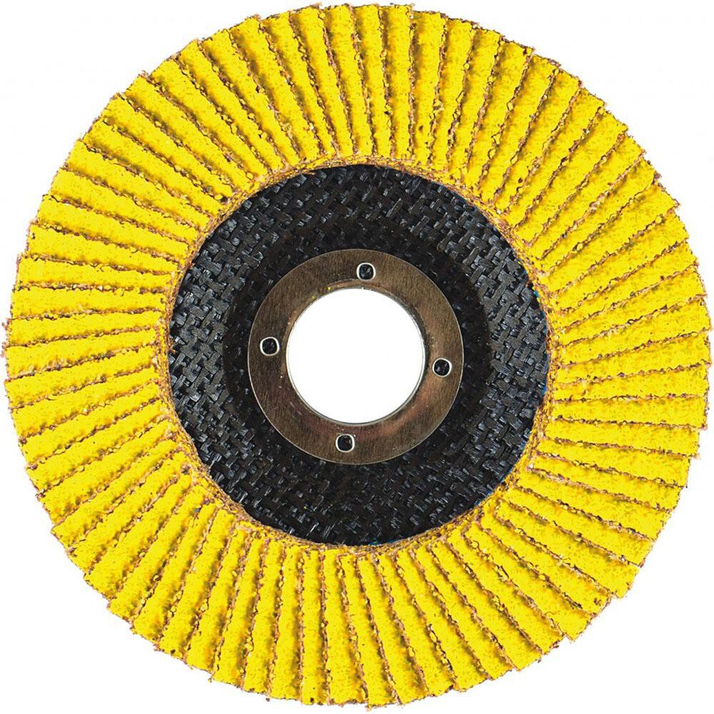 Flap Disc:  6" Dia, 7/8" Hole, 40 Grit, Zirconia Alumina, Type 29
