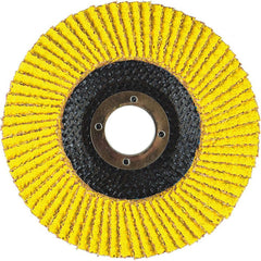 Flap Disc:  6" Dia, 7/8" Hole, 40 Grit, Zirconia Alumina, Type 29