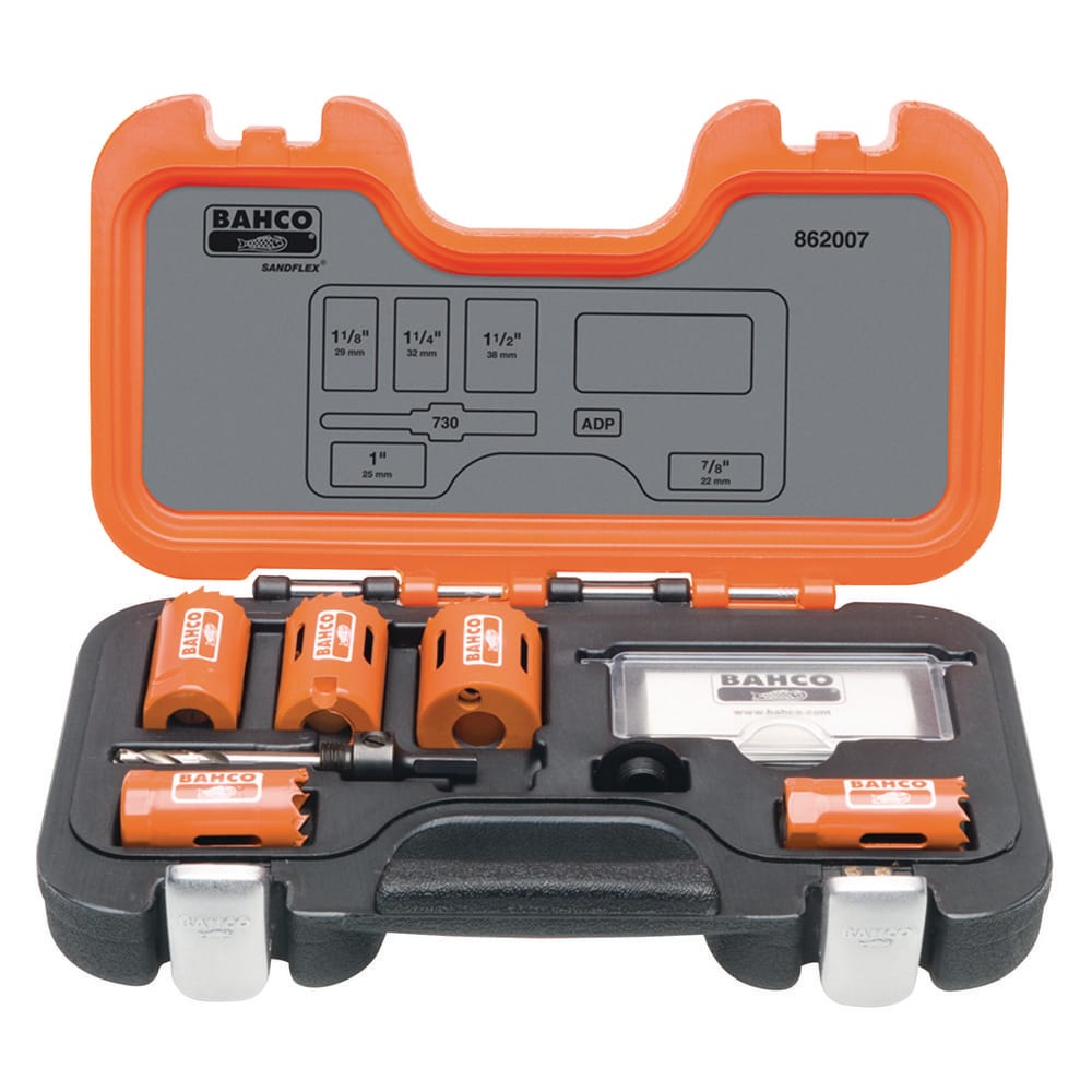 Hole Saw Kits; Minimum Saw Diameter (Decimal Inch): 1-1/2; Maximum Saw Diameter (Decimal Inch): 1-1/2; Number of Hole Saws: 5; Cutting Edge Style: Toothed; Material: Bi-Metal; Material Application: plastics, most materials such as wood, non ferrous and fe