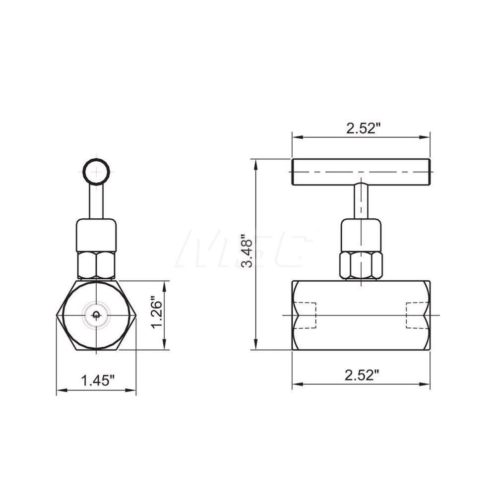 Air Flow Control Valve: Needle Valve Manifold, NPTF, 4mm Tube OD, 10000 Max psi