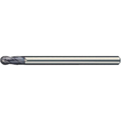 Ball End Mill: 10.00 mm Dia, 18.00 mm LOC, 4 Flute, Solid Carbide