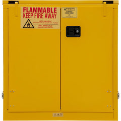 Flammable & Hazardous Storage Cabinets:  30.000 gal Drum, 2.000 Door,  1 Shelf,  Self Closing,  Safety Yellow