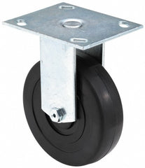 Rigid Top Plate Caster: Thermoplastic Rubber, 4" Wheel Dia, 2" Wheel Width, 300 lb Capacity, 5-5/8" OAH