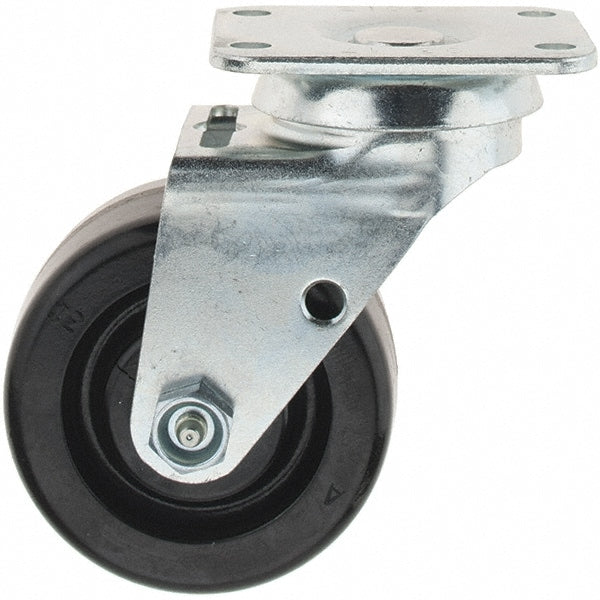 Swivel Top Plate Caster: Phenolic, 4" Wheel Dia, 2" Wheel Width, 600 lb Capacity, 5-5/8" OAH