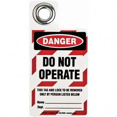 Do Not Operate Tag: Rectangle, 3" High, 2" Wide, Vinyl, "Danger"