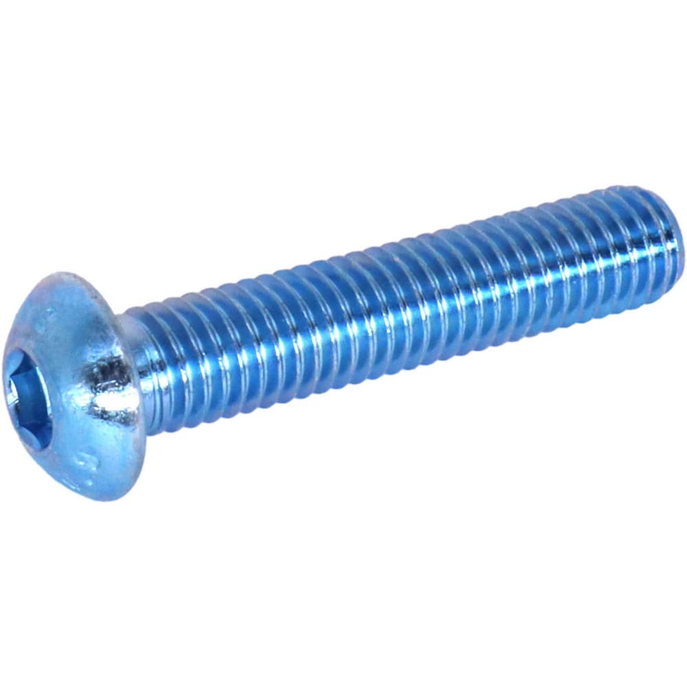 Socket Cap Screw: M4x0.7 16.00 mm Length Under Head, Alloy Steel, Zinc-Blue Trivalent Chromate