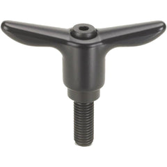 Adjustable Clamping Handle: T-Handle, M8x1.25 Thread, Die Cast Zinc Handle, 13.50 mm Hub Dia, Black