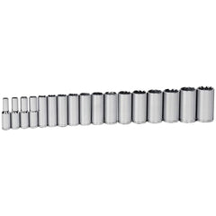 Deep Socket Set: 17 Pc, 25/64 to 1-17/64" Socket