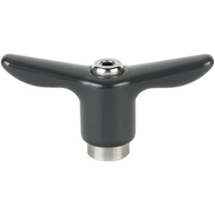 Adjustable Clamping Handle: T-Handle, 1/4-20 Thread, Die Cast Zinc Handle, 0.3900" Hub Dia, Black