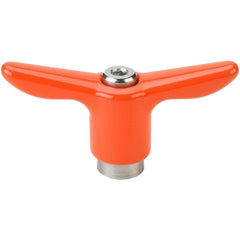 Adjustable Clamping Handle: T-Handle, M6x1 Thread, Stainless Steel Handle, 10.00 mm Hub Dia, Orange