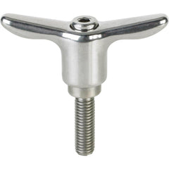 Adjustable Clamping Handle: T-Handle, 1/2-13 Thread, Stainless Steel Handle, 0.7500" Hub Dia, Silver