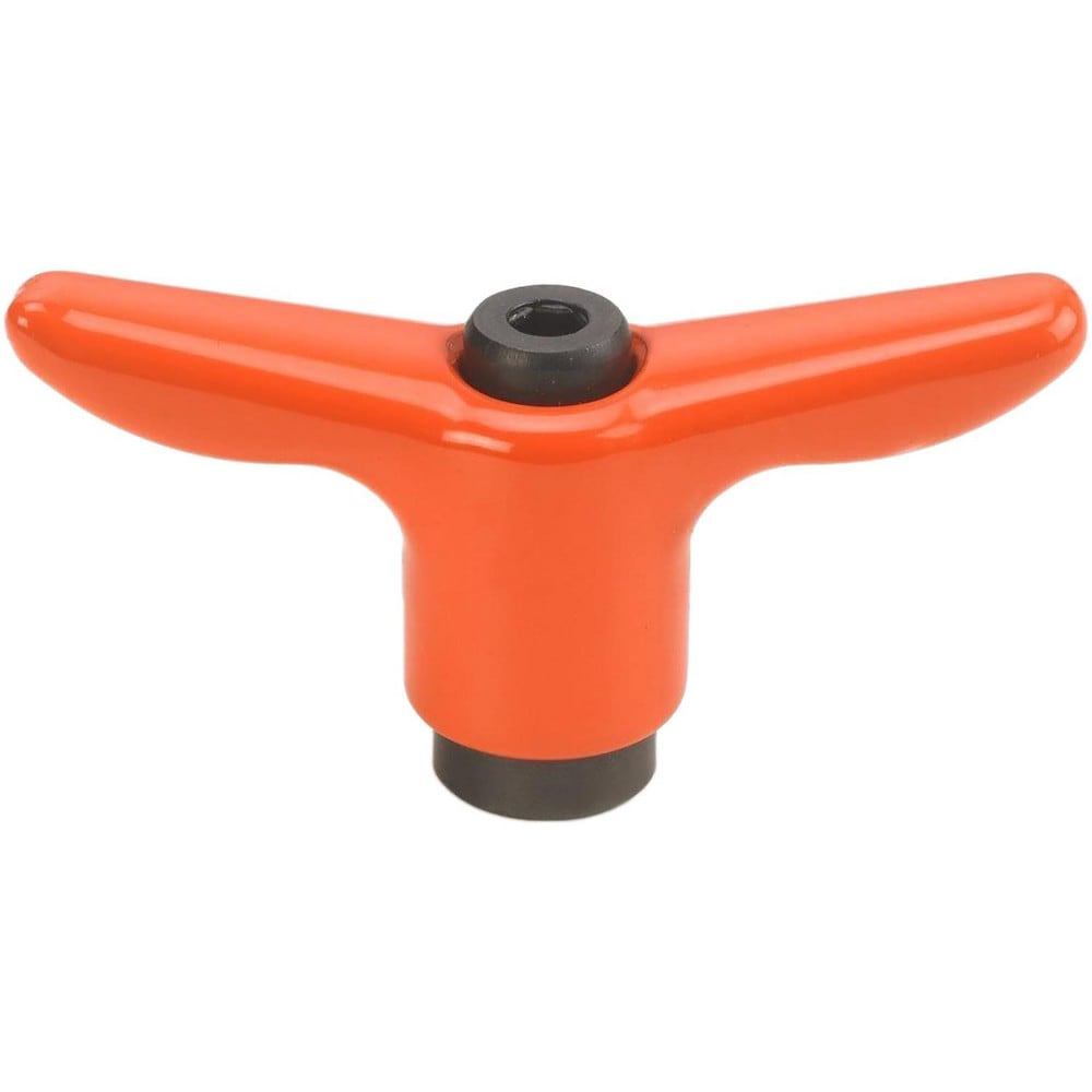 Adjustable Clamping Handle: T-Handle, M8x1.25 Thread, Fiberglass-Reinforced Plastic Handle, 16.00 mm Hub Dia, Orange