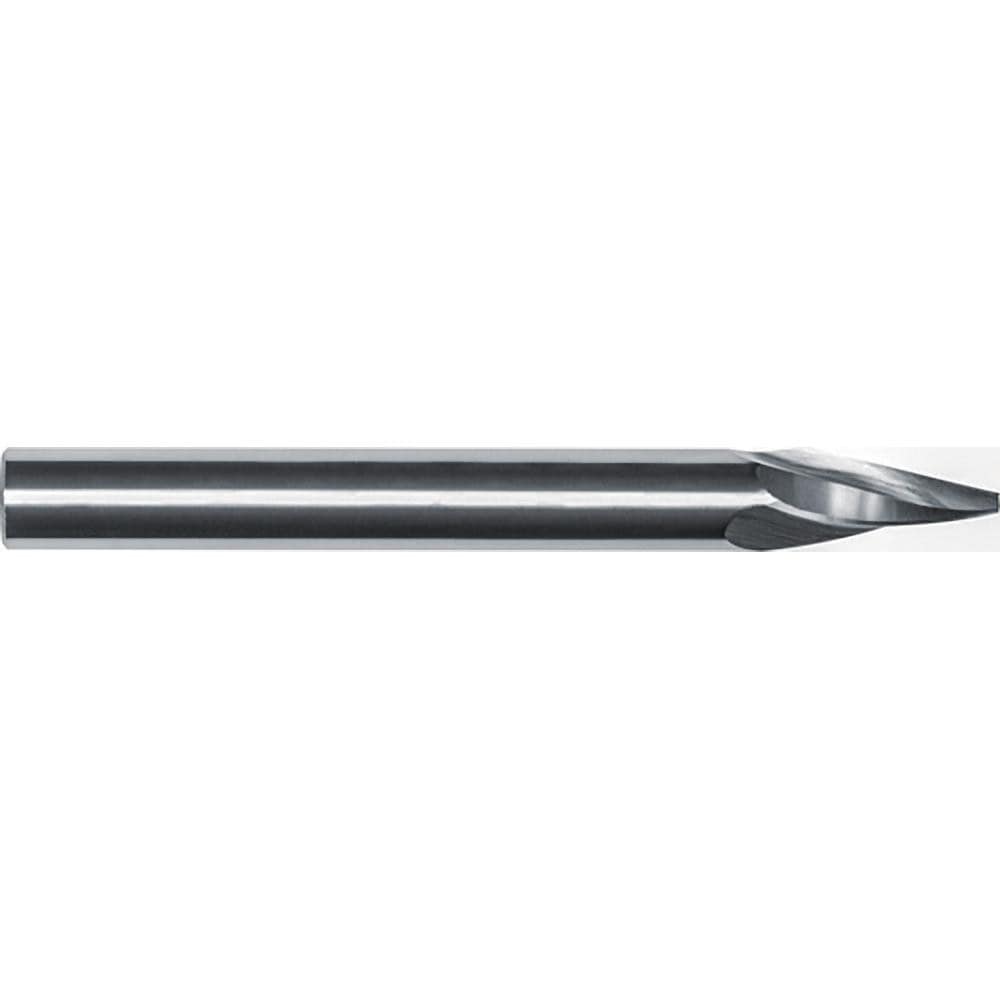 Tapered End Mill: 1.5 deg Angle per Side, 1/8" Small Dia, 1" LOC, 3 Flute, Tapered End