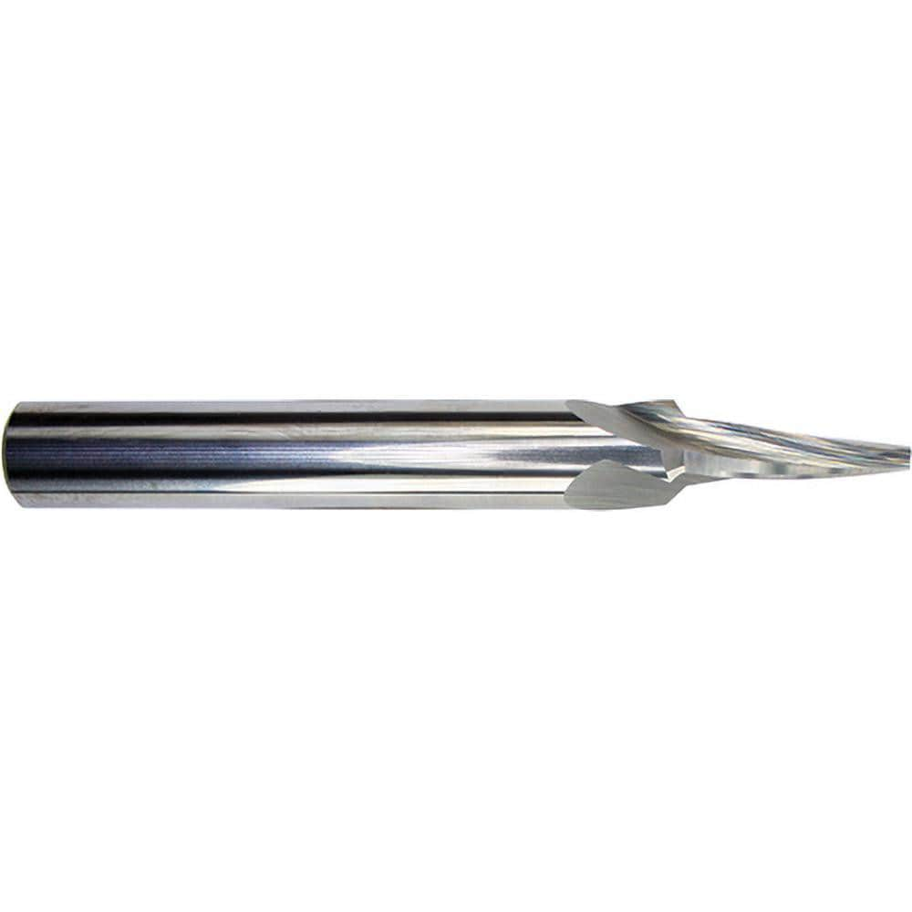 Tapered End Mill: 2 deg Angle per Side, 1/16" Small Dia, 1/2" LOC, 3 Flute, Tapered End