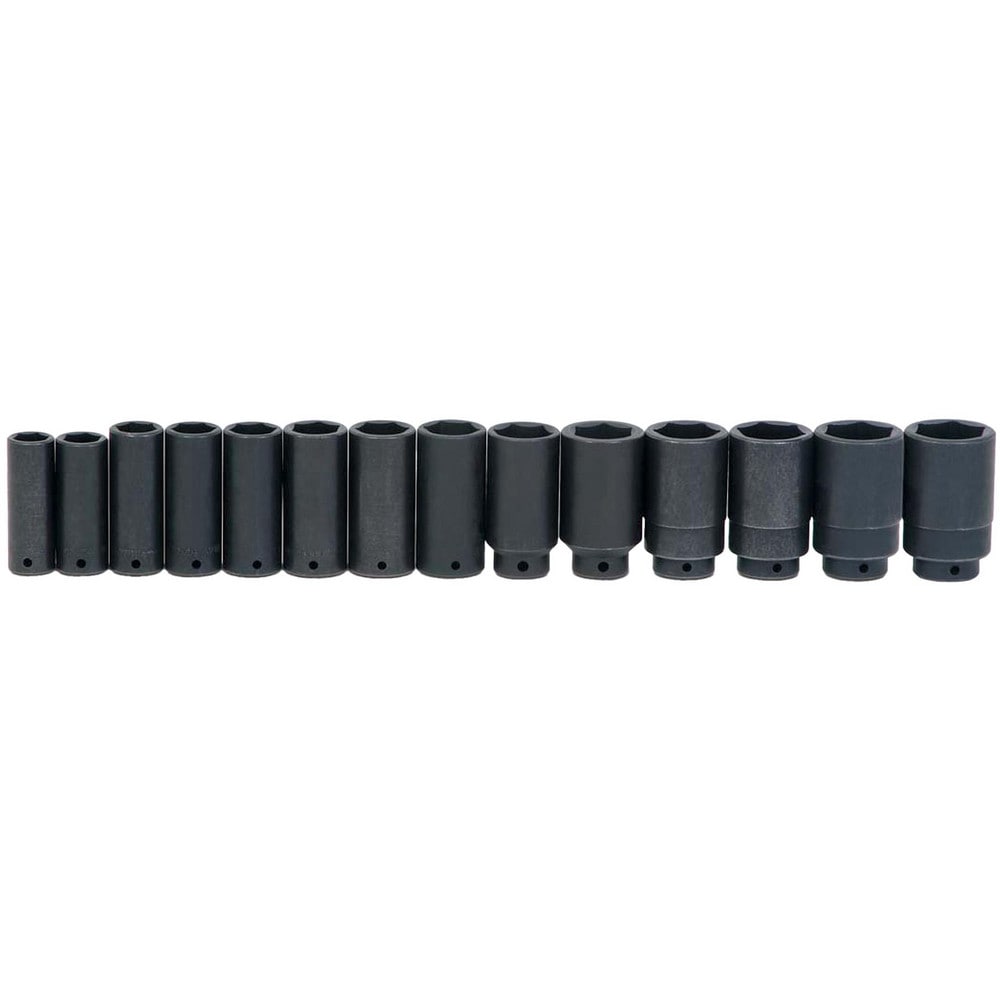 Deep Socket Set: 13 Pc, 3/8 to 1-1/4" Socket