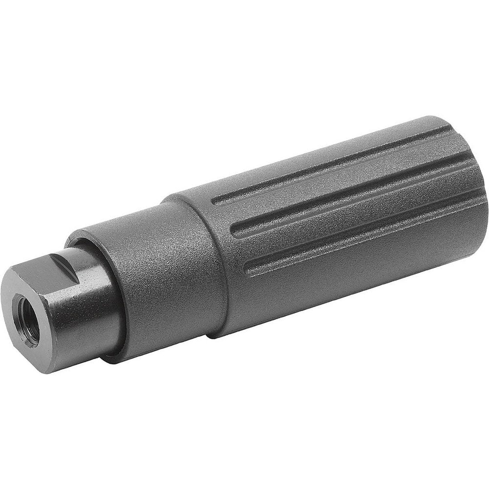 Handwheel & Machine Handles; Handle Type: Revolving; Handle Material: Thermoplastic; Stem Material: Steel; Mount Type: Female Insert; Handle Diameter: 0.787 in; Handle Length: 2.417 in; Finish: Black Oxide; Handle Shape: Cylindrical