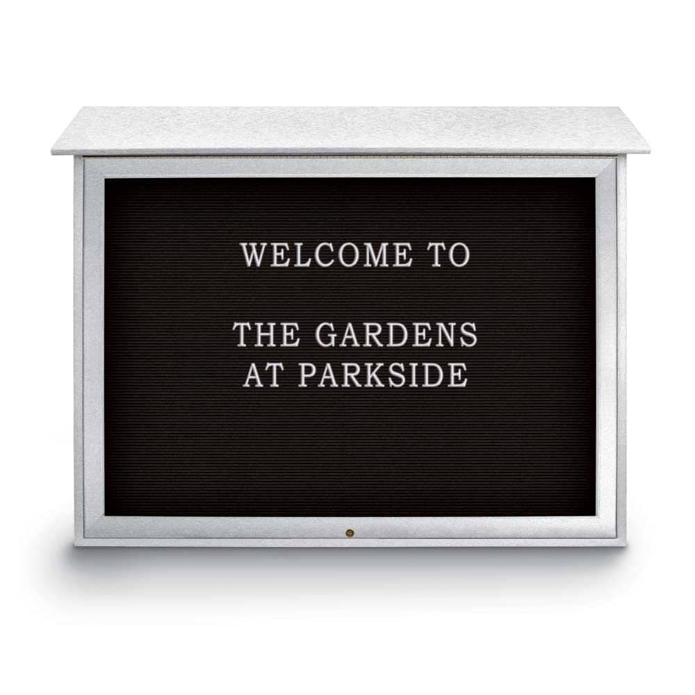 Enclosed Letter Board: 45" Wide, 36" High, Recycled Plastics, White