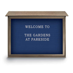 Enclosed Letter Board: 45" Wide, 36" High, Recycled Plastics, Weathered Wood