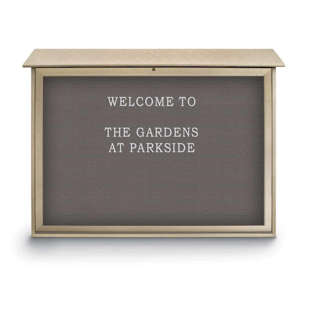 Enclosed Letter Board: 52" Wide, 40" High, Recycled Plastics, Sand