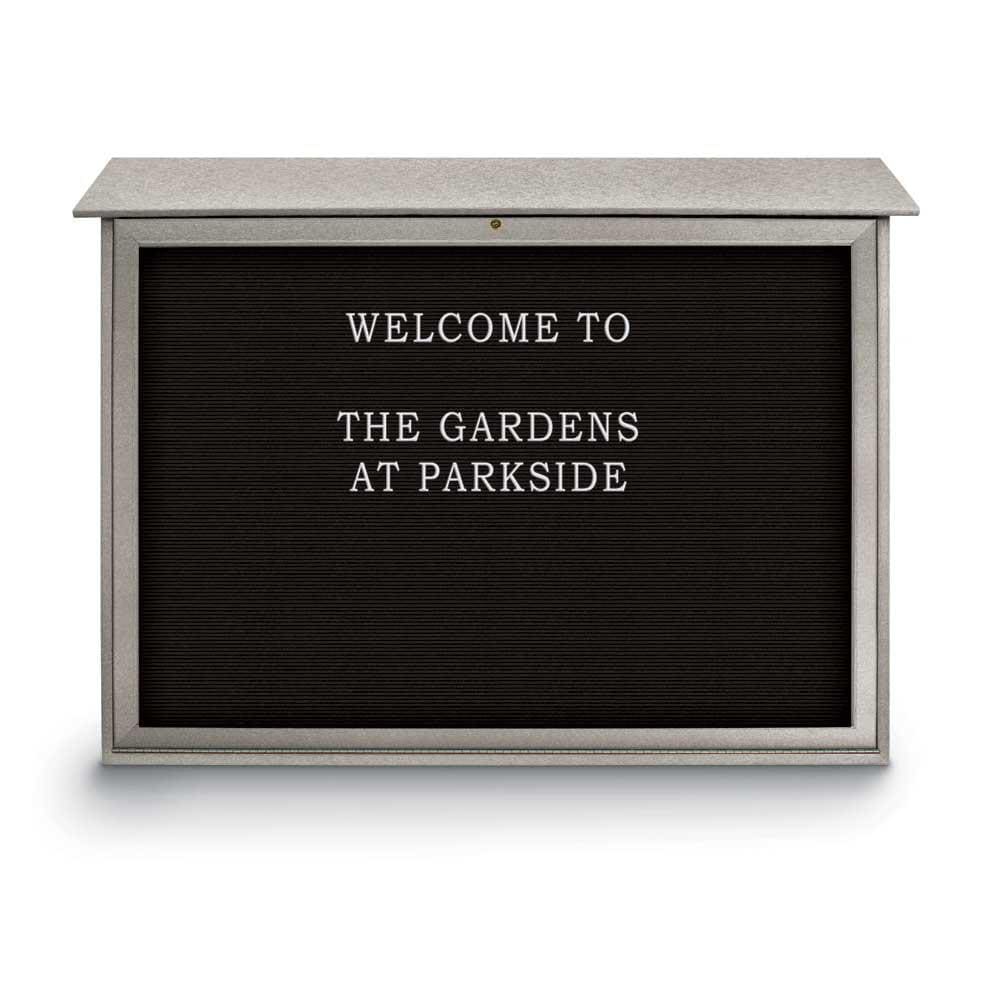 Enclosed Letter Board: 45" Wide, 30" High, Recycled Plastics, Light Gray