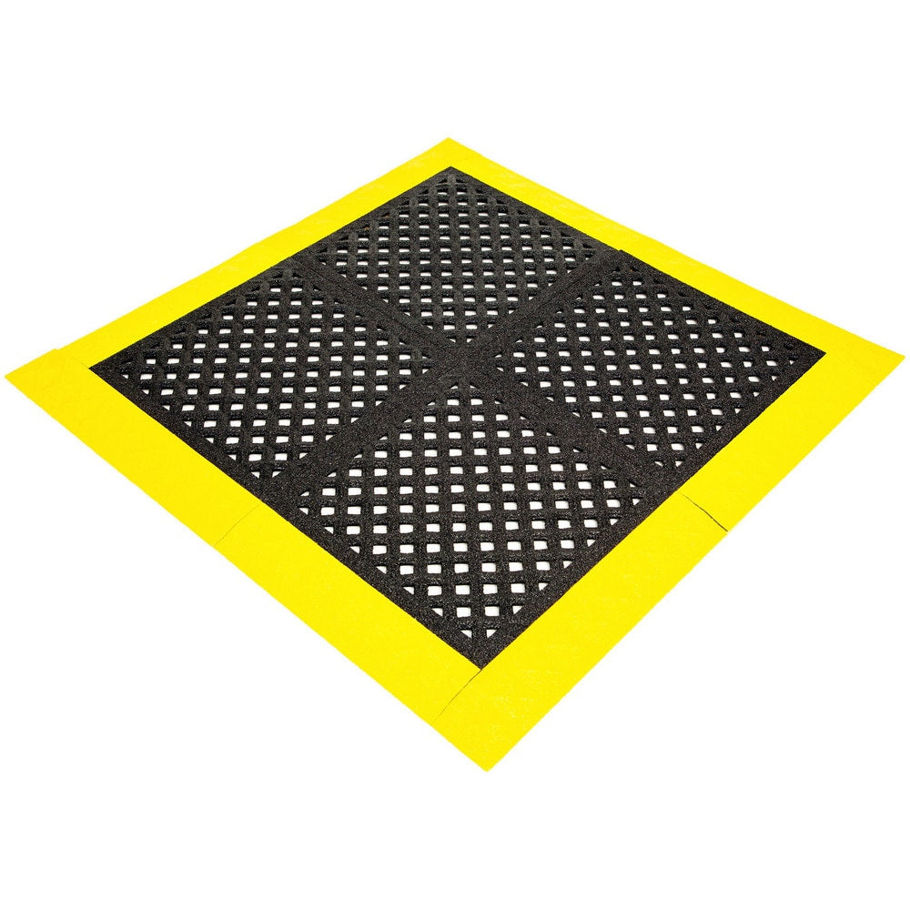 Anti-Fatigue Modular Anti-Fatigue Mat: Wet Environment, 44.0000" Long, 44.0000" Wide, 1" Thick, Beveled & Interlocking Edge, Black & Yellow