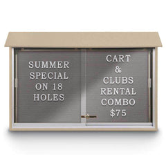 Enclosed Letter Board: 45" Wide, 30" High, Recylyed Plastics, Cedar