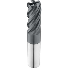 Corner Radius End Mill: 1" Dia, 3" LOC, 0.0100" Radius, 5 Flute, Solid Carbide