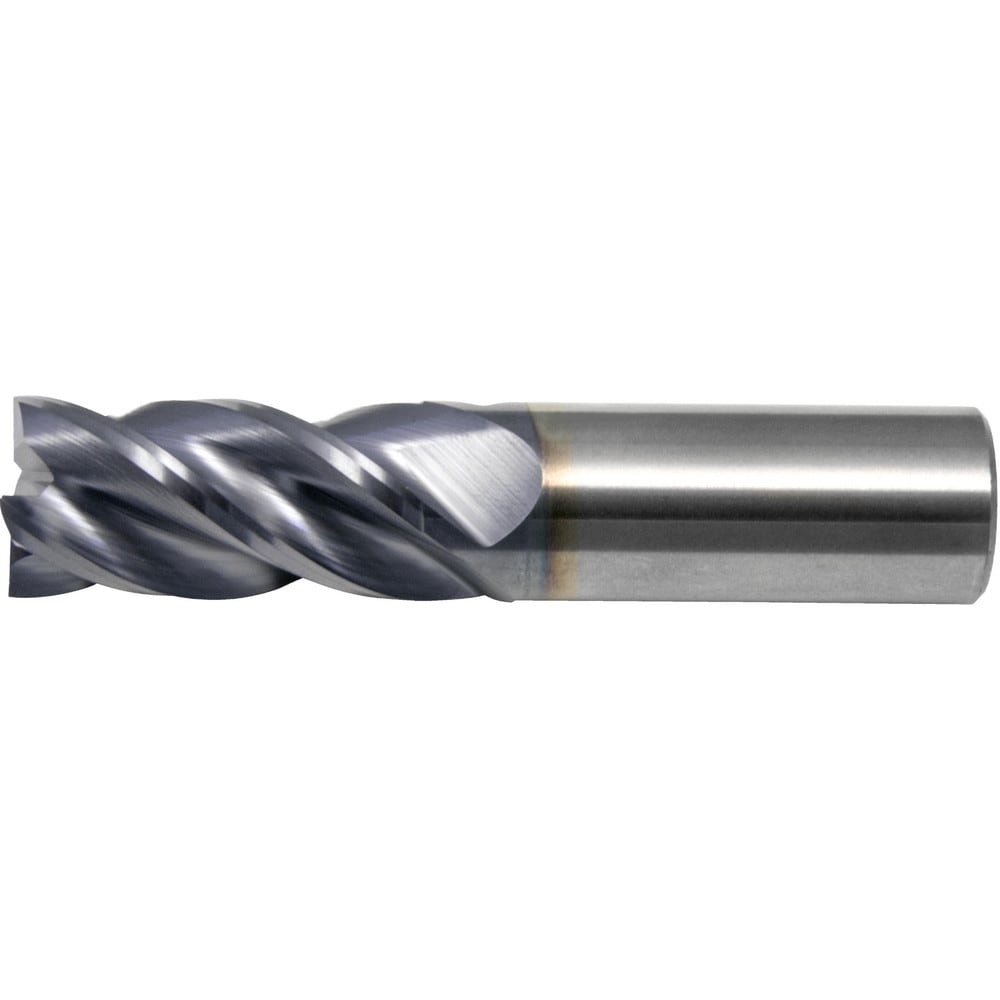 Corner Radius End Mill: 1" Dia, 3" LOC, 3.17 mm Radius, 4 Flute, Solid Carbide