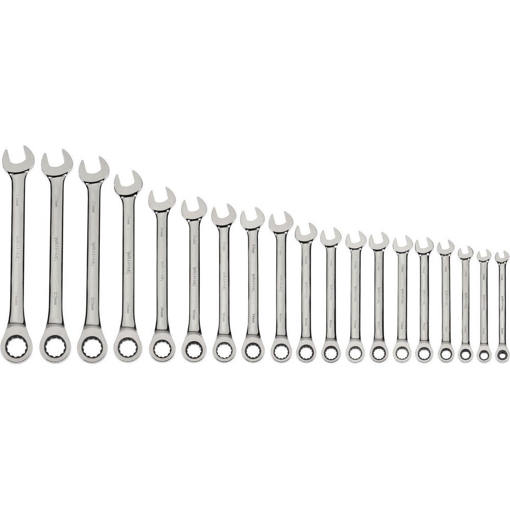 Combination Wrench Set: 19 Pc, Metric