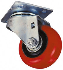 Rigid Top Plate Caster: Polyolefin, 4" Wheel Dia, 1-1/4" Wheel Width, 300 lb Capacity, 5" OAH