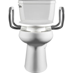 Toilet Seats; Type: Closed, Safety Arm, Lift; Style: Elongated; Material: Plastic; Color: White; Outside Width: 23.000 in; Inside Width: 7.9380 in; Hinge Design: Stay-Tite;Self-Sustaining Check; Length (Inch): 19.50 in