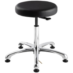 Swivel & Adjustable Stools; Base Type: Polished Aluminum; Seat Material: ESD Vinyl; Foot Type: Glide; Weight Capacity: 300 lb; Seat Color: Black