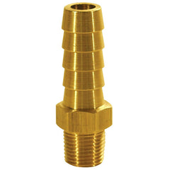 Barbed Hose Fittings; Fitting Type: Hose Barb Insert; Material: Brass; Thread Standard: NPTF; Thread Size: 1/4; End Connection: Hose Barb x Male NPT; Hose Inside Diameter (Inch): 1/2; Hose Outside Diameter: 1/2