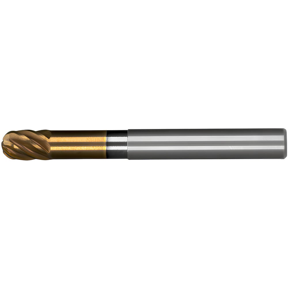 Ball End Mill: 1/2" Dia, 5/8" LOC, 6 Flute, Solid Carbide