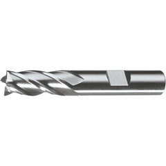 Square End Mill: 1" Dia, 3" LOC, 4 Flute, High Speed Steel