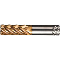 Corner Radius End Mill: 1-1/4" Dia, 2-1/4" LOC, 0.0300" Radius, 6 Flute, Solid Carbide