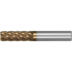 Corner Radius End Mill: 3/4" Dia, 2" LOC, 0.0900" Radius, 6 Flute, Solid Carbide