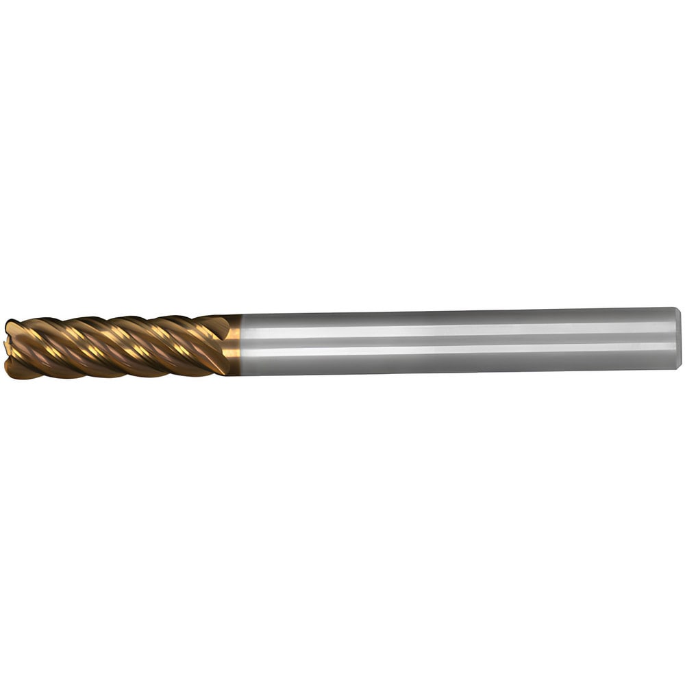 Corner Radius End Mill: 1" Dia, 3" LOC, 0.0150" Radius, 5 Flute, Solid Carbide