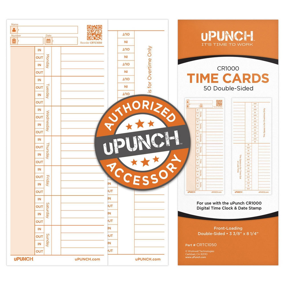 Time Cards & Time Clock Accessories; For Use With: uPunch CR & PK Clocks, uPunch Time Card Racks, Acroprint ES Clocks