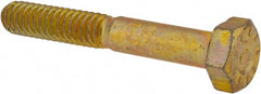 Hex Head Cap Screw: 1/4-20, 1-3/4" Length Under Head, Grade L9 Steel, Yellow Zinc Dichromate Finish