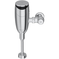 Automatic Flush Valves; Valve Type: Urinal; Flush Style: Single Flush; Gallons Per Flush: 0.125; Flush Valve Location: Exposed; Pipe Size: 0.75 in; Spud Coupling Size: 0.75 in; Cover Material: Chrome; Power Source: 2AA Battery Backup, Hydro