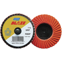 Flap Disc:  2" Dia, 120 Grit, Ceramic Alumina, Flat