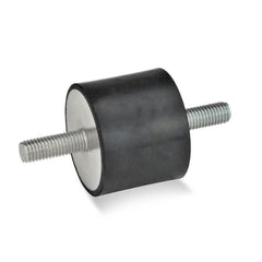 Vibration Isolators; Isolator Type: Stud/Stud; Insert Material: Zinc-Plated Steel; Isolator Material: Natural Rubber; Maximum Load Capacity: 620.00 N; Top Diameter: 25.00; Bottom Diameter: 25; Thread Size: M6x1; Overall Width: 25 mm