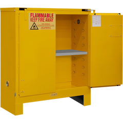 Flammable & Hazardous Storage Cabinets:  30.000 gal Drum, 2.000 Door,  1 Shelf,  Self Closing,  Safety Yellow